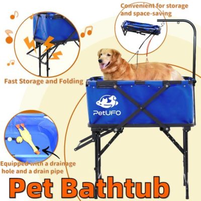 The Portable Pet Bath: Easy-Fold 40" Dog Tub for Stress-Free Grooming Anywhere, Indoor & Outdoor Use with Drain Hole